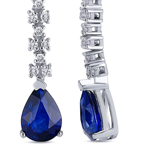 1,60 Karat Pırlanta Safir Küpe Capar
