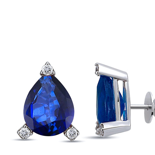 1,04 Karat Pırlanta Safir Küpe Capar