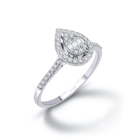 0.34 Karat Pırlanta Baget Damla Yüzük Capar Diamond