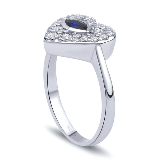 0.70 Karat Pırlanta Kalp Safir Yüzük Capar Diamond