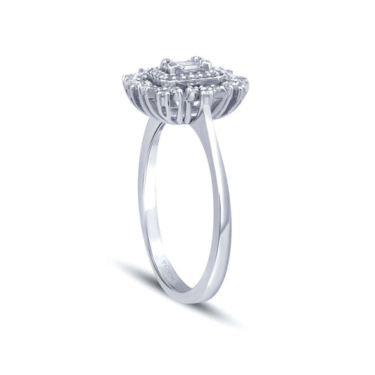 0.10 Karat Pırlanta Baget Kalp Yüzük Capar Diamond