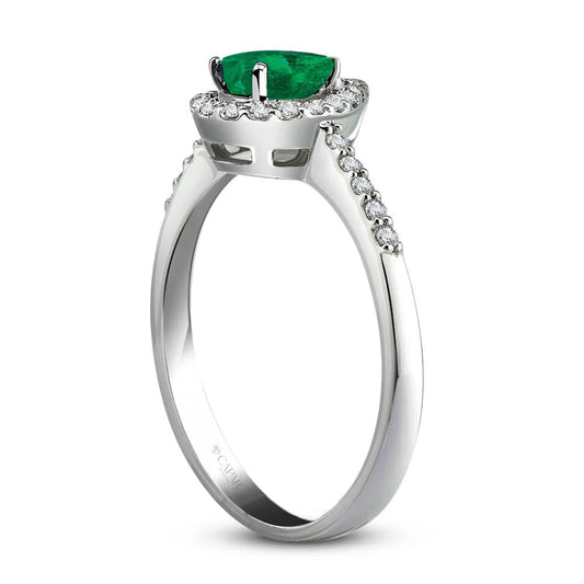 0.59 Karat Pırlanta Damla Kesim Zümrüt Yüzük Capar Diamond