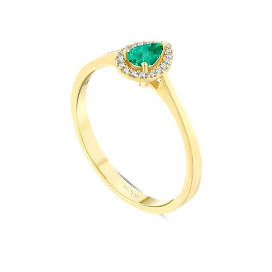 0.26 Karat Damla Zümrüt Pırlanta Yüzük Capar Diamond