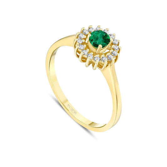 0.42 Karat Pırlantalı Zümrüt Yüzük Capar Diamond