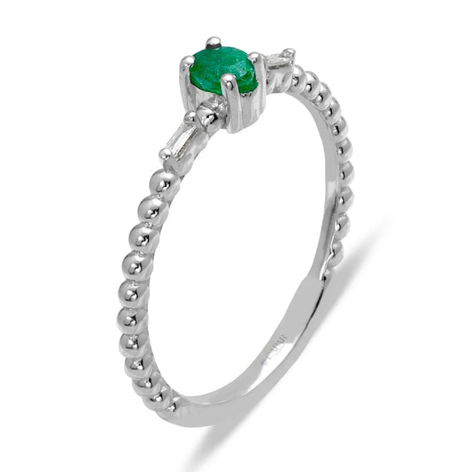 0.27 Karat Baget Pırlanta Zümrüt Yüzük Capar Diamond