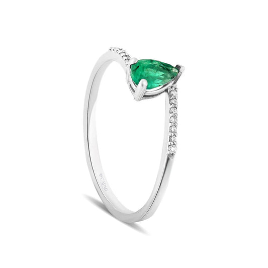 0.41 Karat Pırlantalı Damla Zümrüt Yüzük Capar Diamond