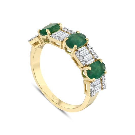 2.13 Karat Baget Pırlantalı Oval Kesim Zümrüt Yüzük Capar Diamond