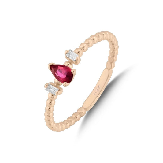 0.30 Karat Pırlanta Yakut Yüzük Capar Diamond