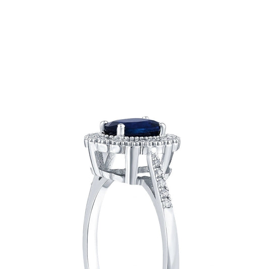 0.12 Karat Pırlanta Safir Taşlı Yüzük Capar Diamond