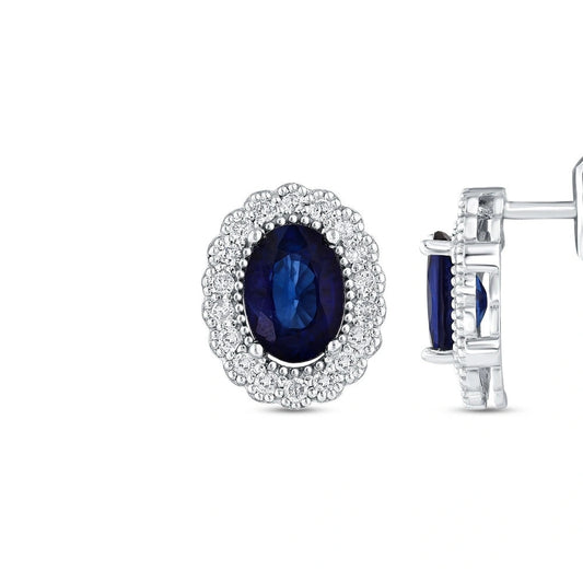 0.14 Karat Safir Taşlı Pırlanta Küpe Capar
