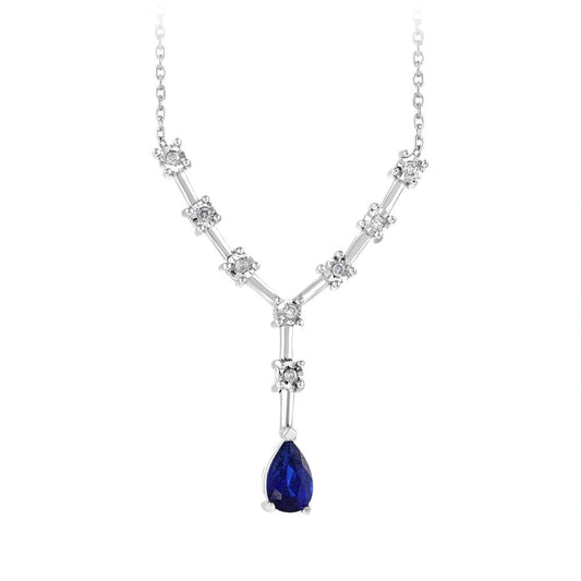 0.04 Karat Damla Safir Taşlı Pırlanta Kolye Capar