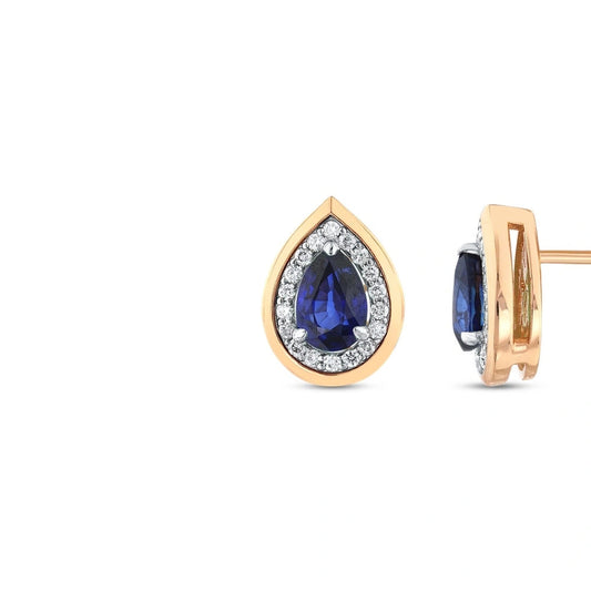 0.16 Karat Safir Taşlı Pırlanta Küpe Capar
