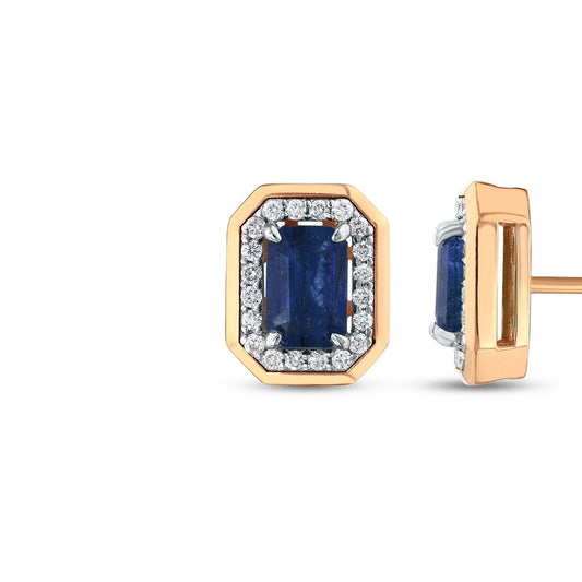 0.20 Karat Pırlanta Safir Taşlı Küpe Capar