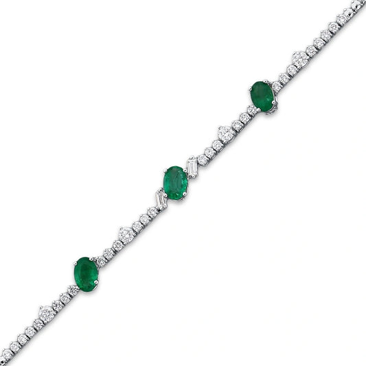 0.90 Karat Pırlanta Zümrüt Taşlı Bileklik Capar