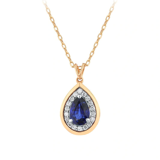 0.10 Karat Safir Taşlı Pırlanta Kolye Capar