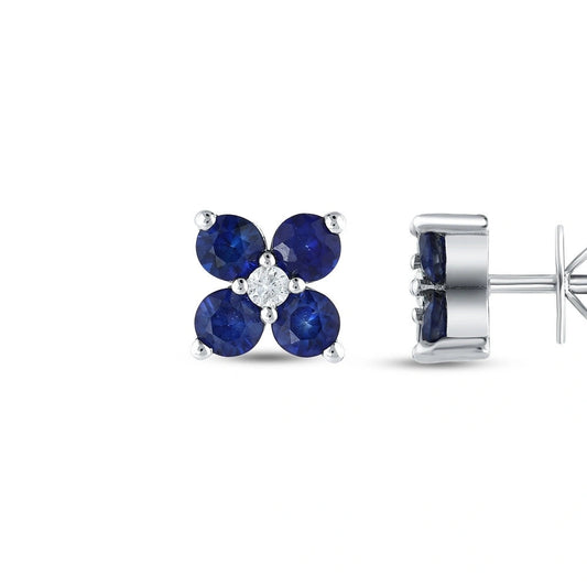 0.06 Karat Safir Taşlı Pırlanta Küpe Capar