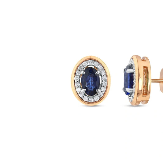 0.16 Karat Safir Taşlı Pırlanta Küpe Capar
