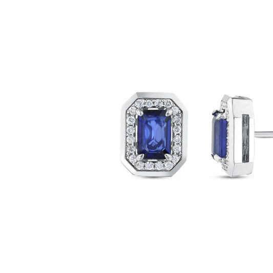 0.20 Karat Safir Taşlı Pırlanta Küpe Capar