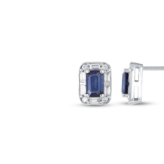 0.36 Karat Pırlanta Safir Taşlı Küpe Capar