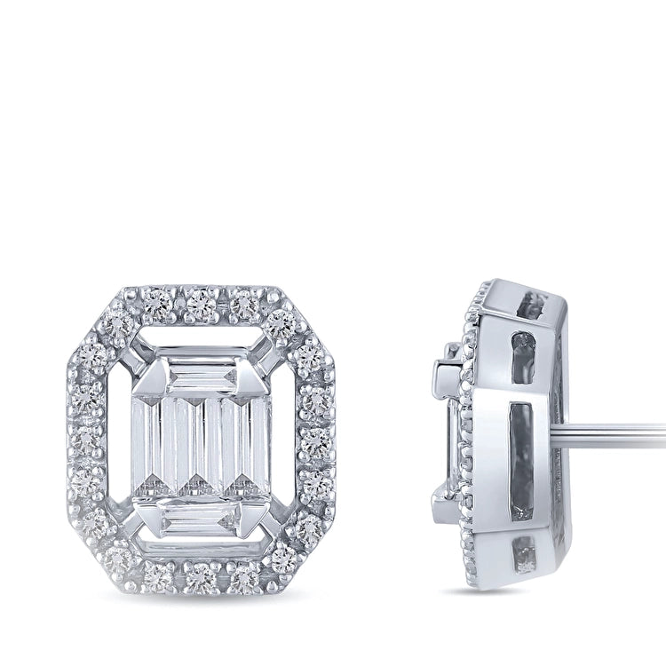 0,35 Karat Baget Pırlanta Küpe