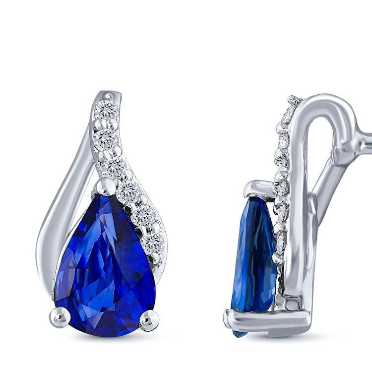 0,78 Karat Pırlanta Safir Küpe Capar