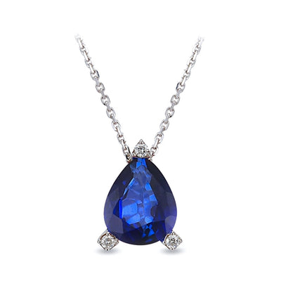 0,42 Karat Pırlanta Safir Kolye