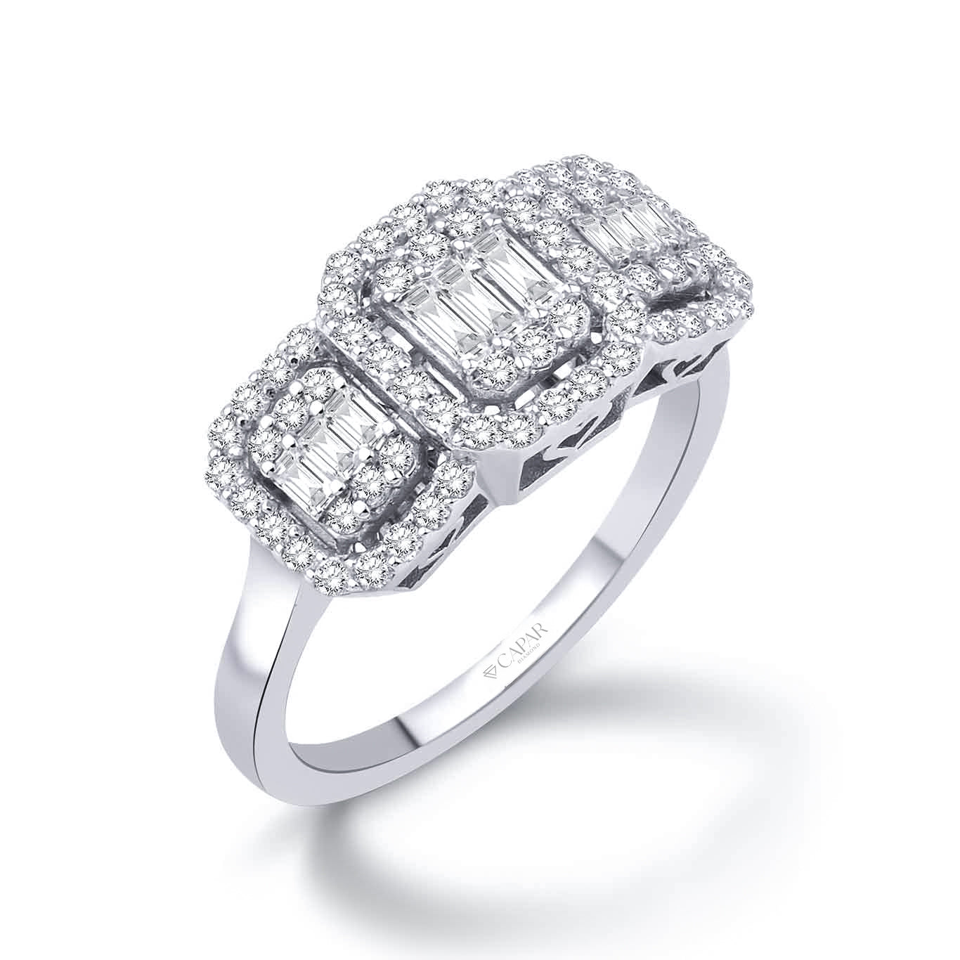0.73 Karat Pırlanta Tria Baget Yüzük Capar Diamond