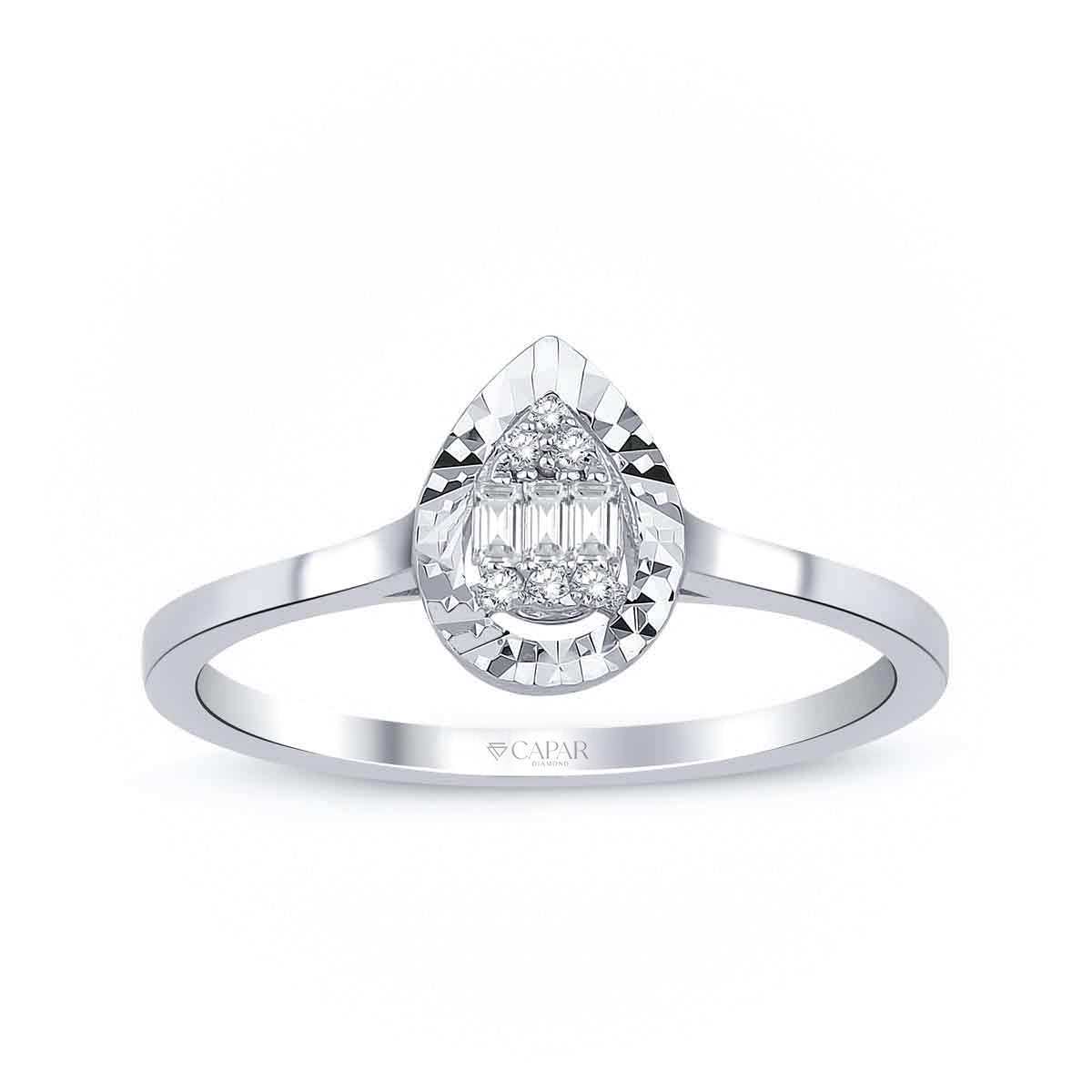 0.10 Karat Pırlanta Baget Damla Yüzük Capar Diamond