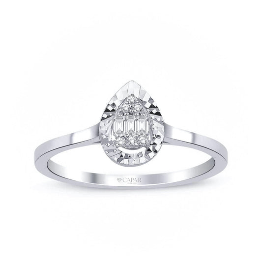0.10 Karat Pırlanta Baget Damla Yüzük Capar Diamond
