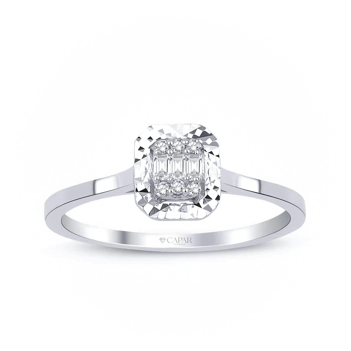 0.10 Karat Pırlanta Baget Radiant Yüzük Capar Diamond