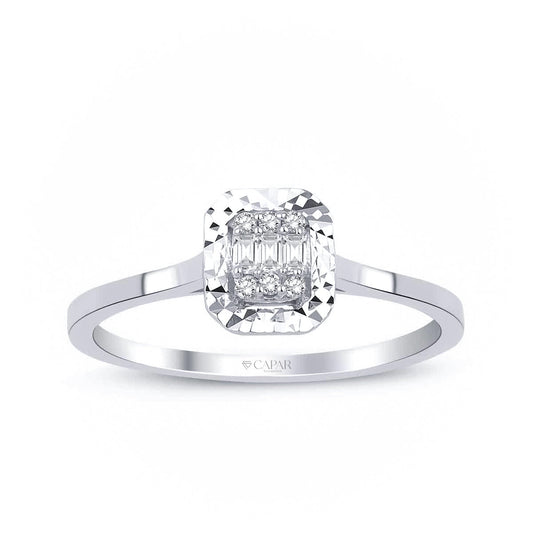 0.10 Karat Pırlanta Baget Radiant Yüzük Capar Diamond