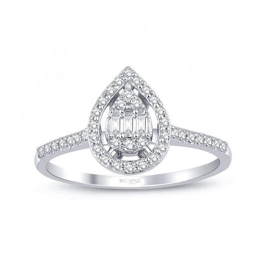 0.34 Karat Pırlanta Baget Damla Yüzük Capar Diamond