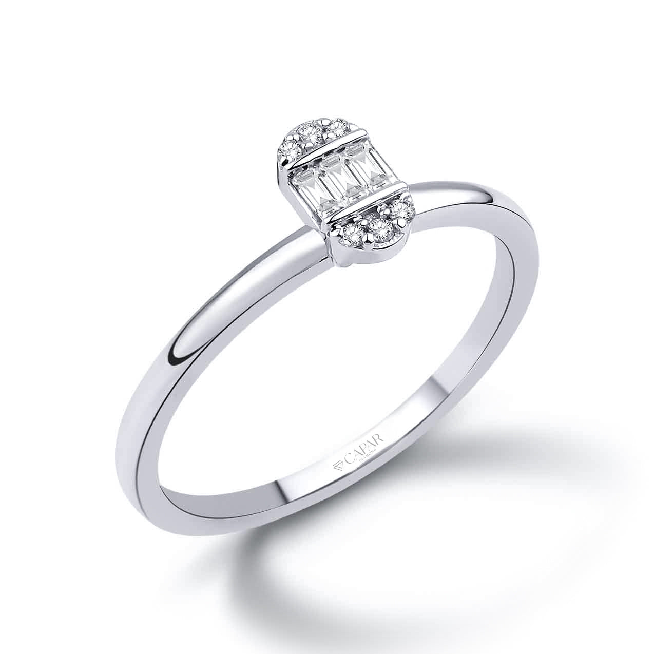 0.10 Karat Pırlanta Baget Yüzük Capar Diamond