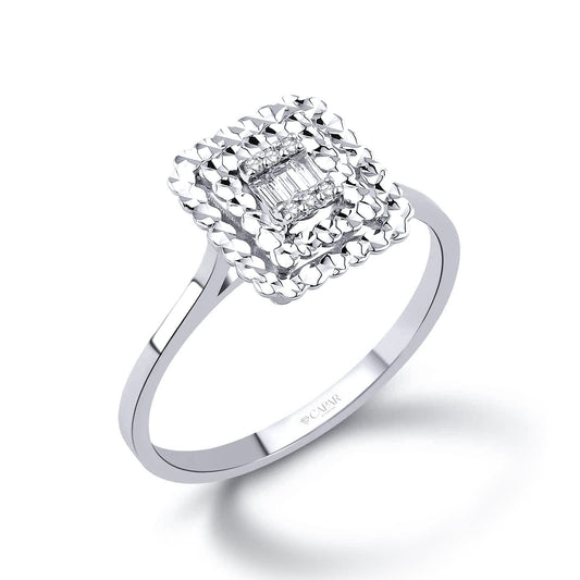 0.07 Karat Aynalı Pırlanta Baget Yüzük Capar Diamond