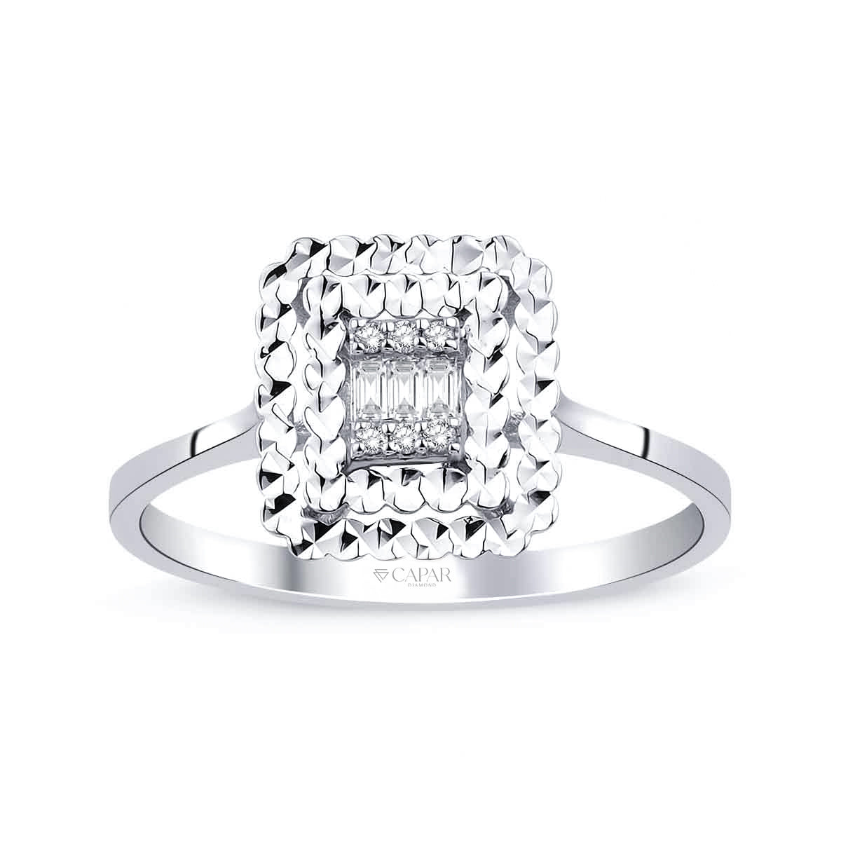 0.07 Karat Aynalı Pırlanta Baget Yüzük Capar Diamond