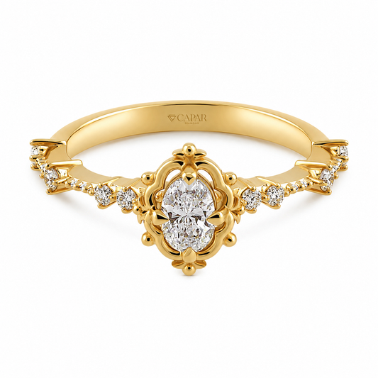 0,37 Karat Vintage Oval Pırlanta Tektaş Yüzük Capar Diamond