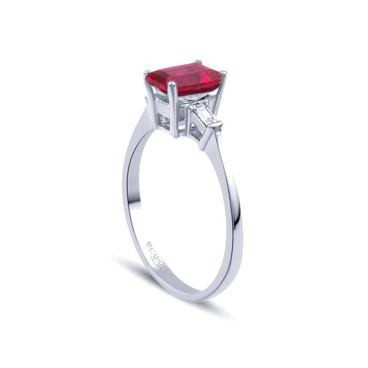 1.20 Karat Pırlanta Baget Yakut Yüzük Capar Diamond