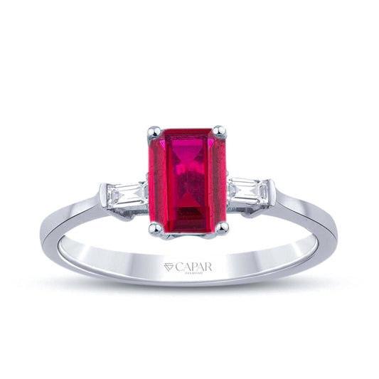 1.20 Karat Pırlanta Baget Yakut Yüzük Capar Diamond