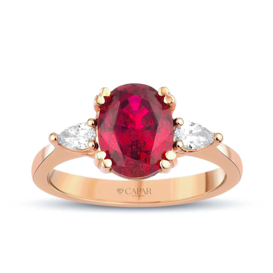 2.78 Karat Pırlanta Oval Yakut Yüzük Capar Diamond