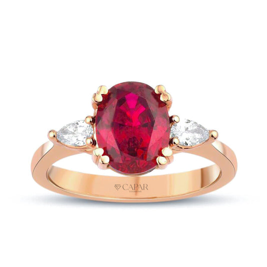2.78 Karat Pırlanta Oval Yakut Yüzük Capar Diamond