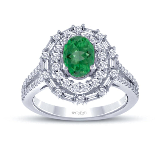 0.85 Karat Pırlanta Zümrüt Yüzük Capar Diamond