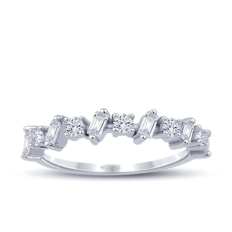 0.47 Karat Pırlanta Baget Yarımtur Yüzük Capar Diamond