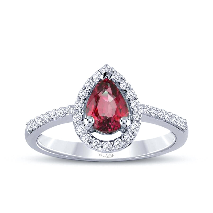 0.83 Karat Pırlanta Damla Yakut Yüzük Capar Diamond