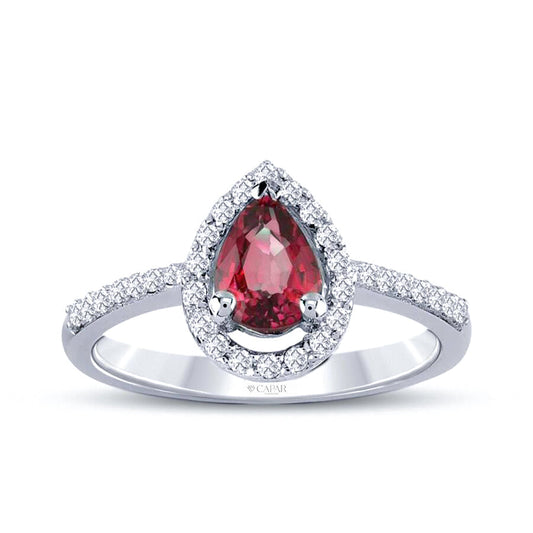 0.83 Karat Pırlanta Damla Yakut Yüzük Capar Diamond