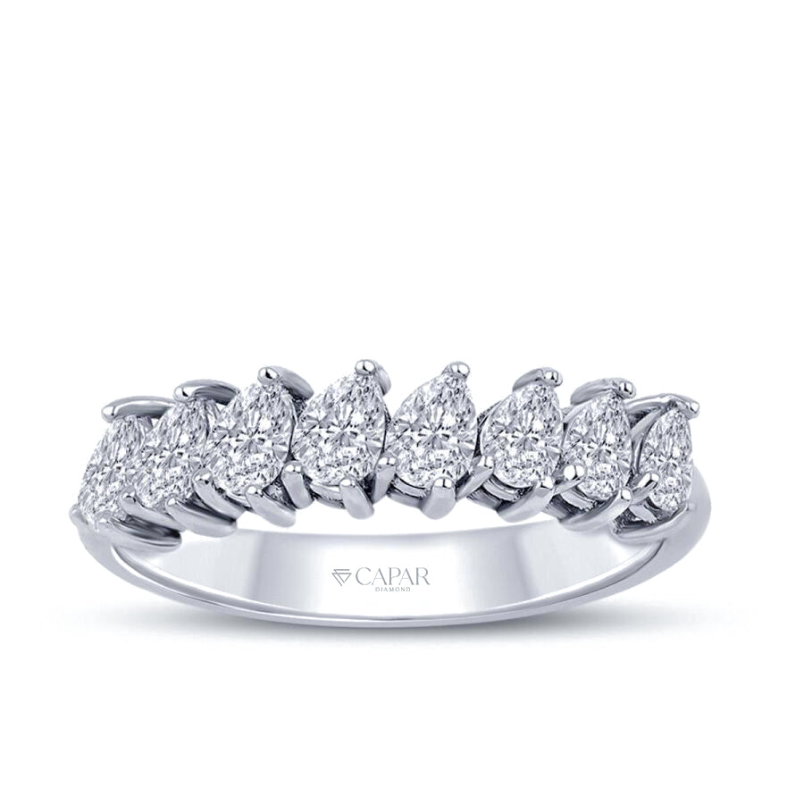 0.76 Karat Pırlanta Damla Yarımtur Yüzük Capar Diamond