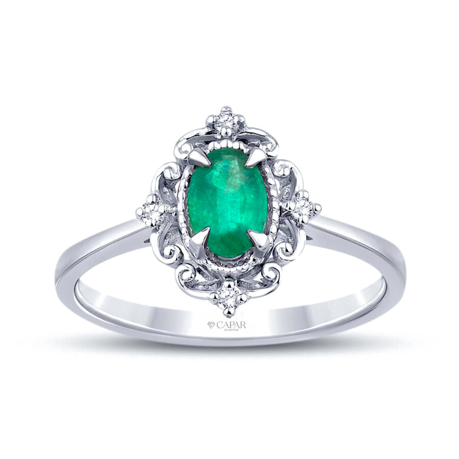 0.42 Karat Pırlanta Zümrüt Yüzük Capar Diamond