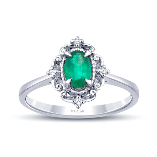 0.42 Karat Pırlanta Zümrüt Yüzük Capar Diamond