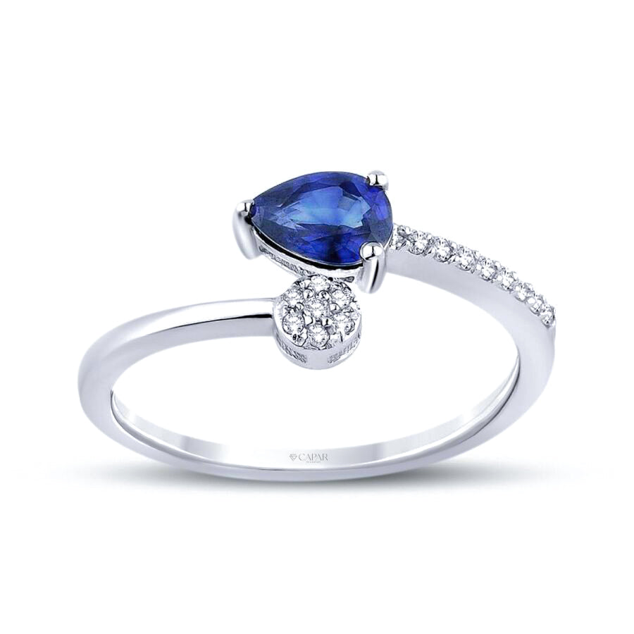 0.53 Karat Pırlanta Safir Yüzük Capar Diamond