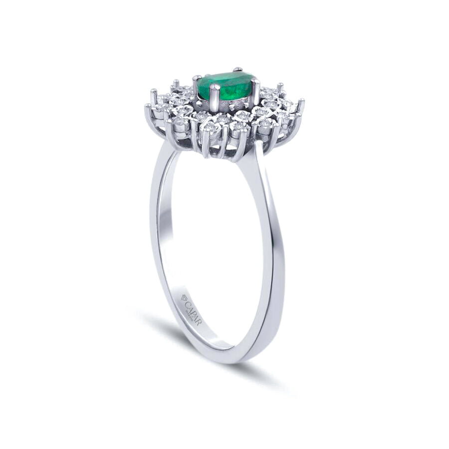 0.36 Karat Pırlanta Zümrüt Yüzük Capar Diamond