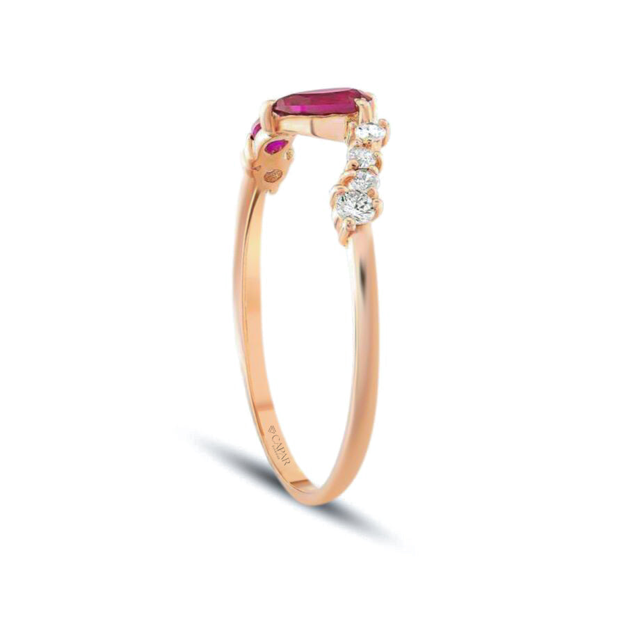0.46 Karat Pırlanta Damla Yakut Yüzük Capar Diamond